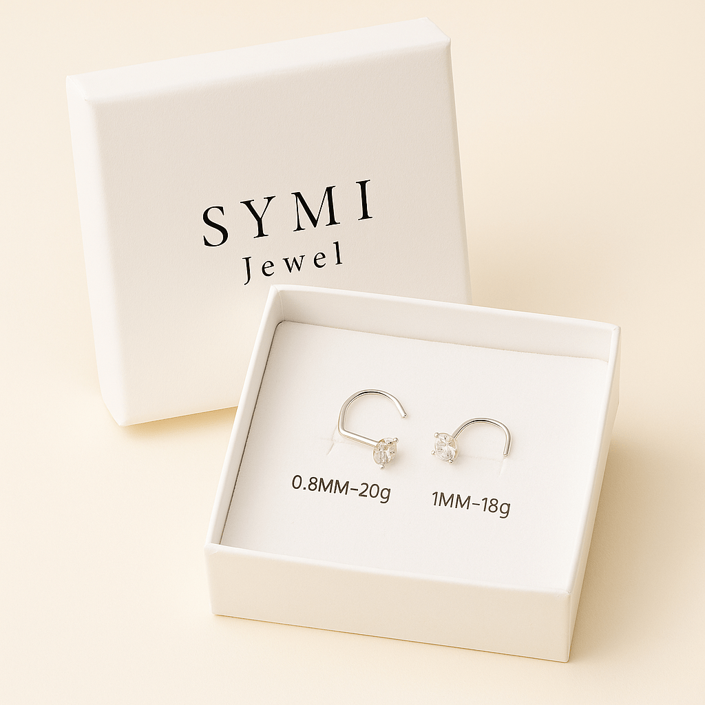 14K Gold Moissanite Nose Ring - SYMI JEWEL