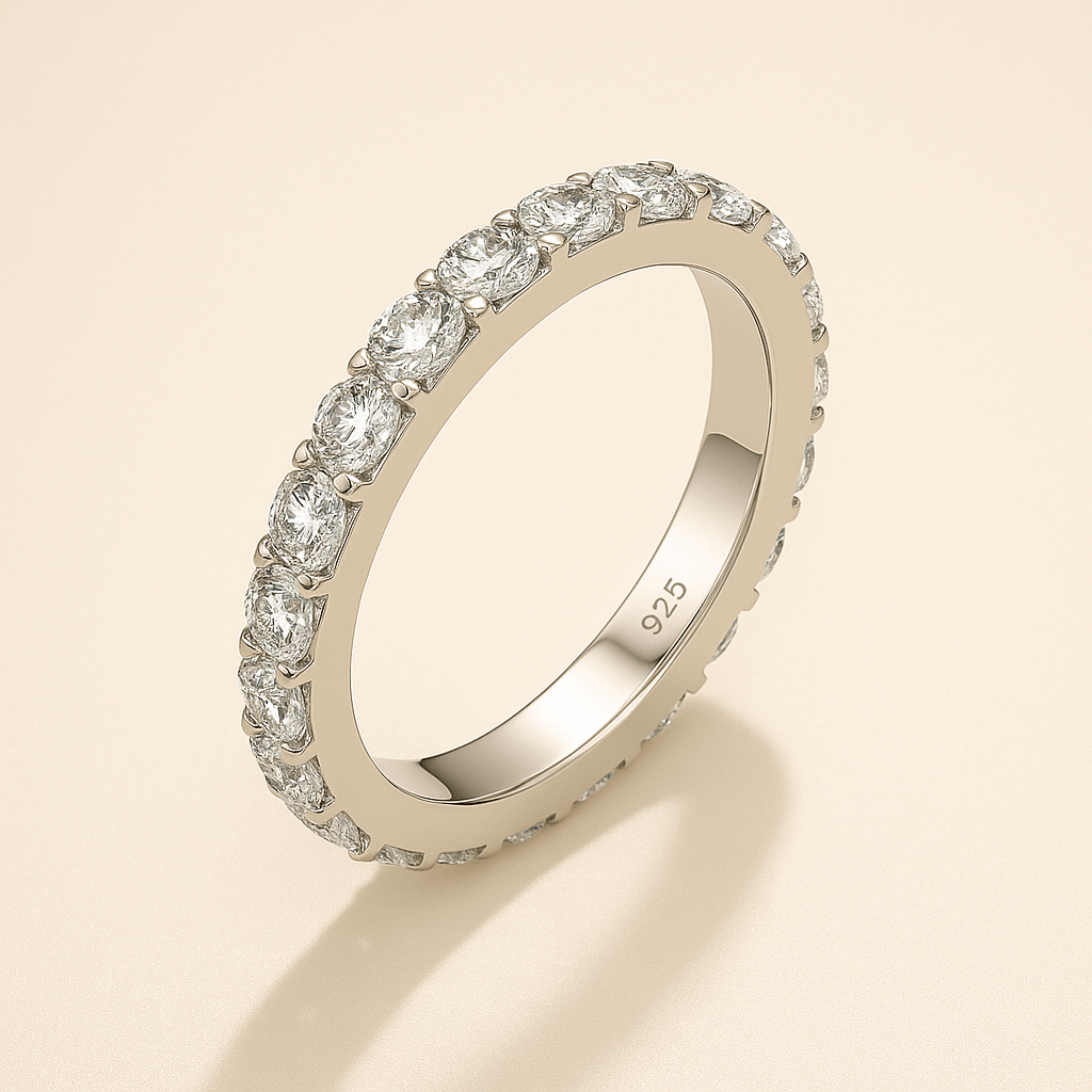 18K Gold Plated Eternity Moissanite Ring - SYMI JEWEL