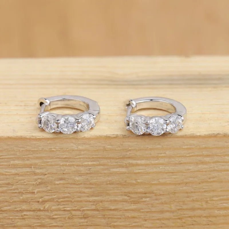 18k Gold plated Trio Hoop Moissanite Earrings - SYMI JEWEL
