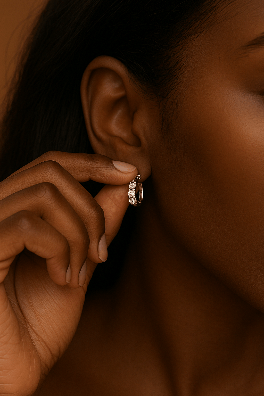 18k Gold plated Trio Hoop Moissanite Earrings - SYMI JEWEL