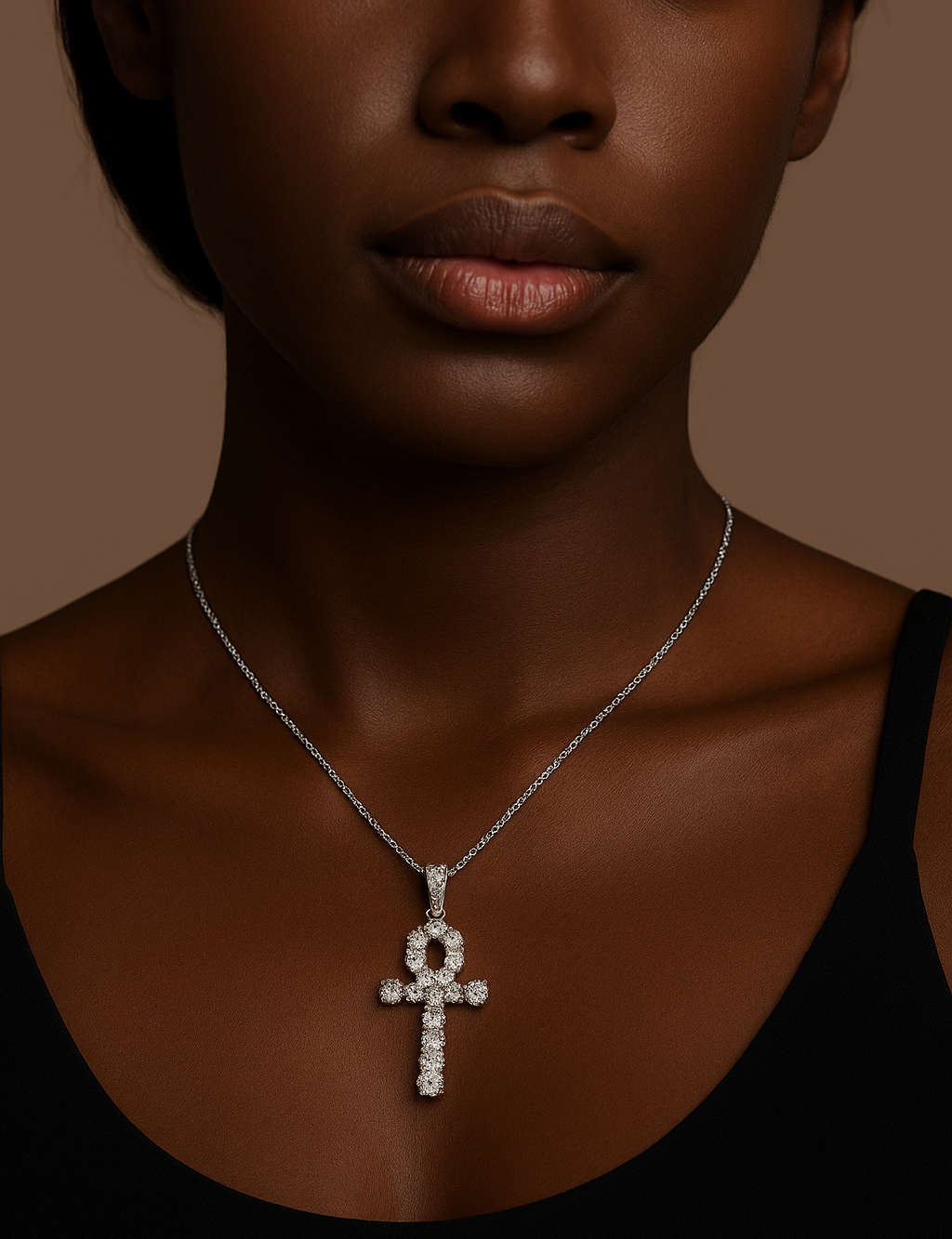 Moissanite Ankh necklace
D color VVS1 Moissanite pendant
925 sterling silver cross pendant
Iced out ankh pendant
White gold moissanite jewelry
Luxury spiritual jewelry
Ankh necklace for men and women
Diamond tester pass Moissanite
Hip hop ankh chain
Symi Jewel Moissanite pendant
Close-up of GRA certified Moissanite Ankh pendant – 925 sterling silver