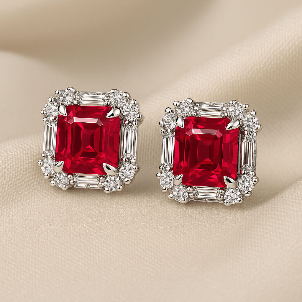 Moissanite Halo Studded Earrings - SYMI JEWEL
