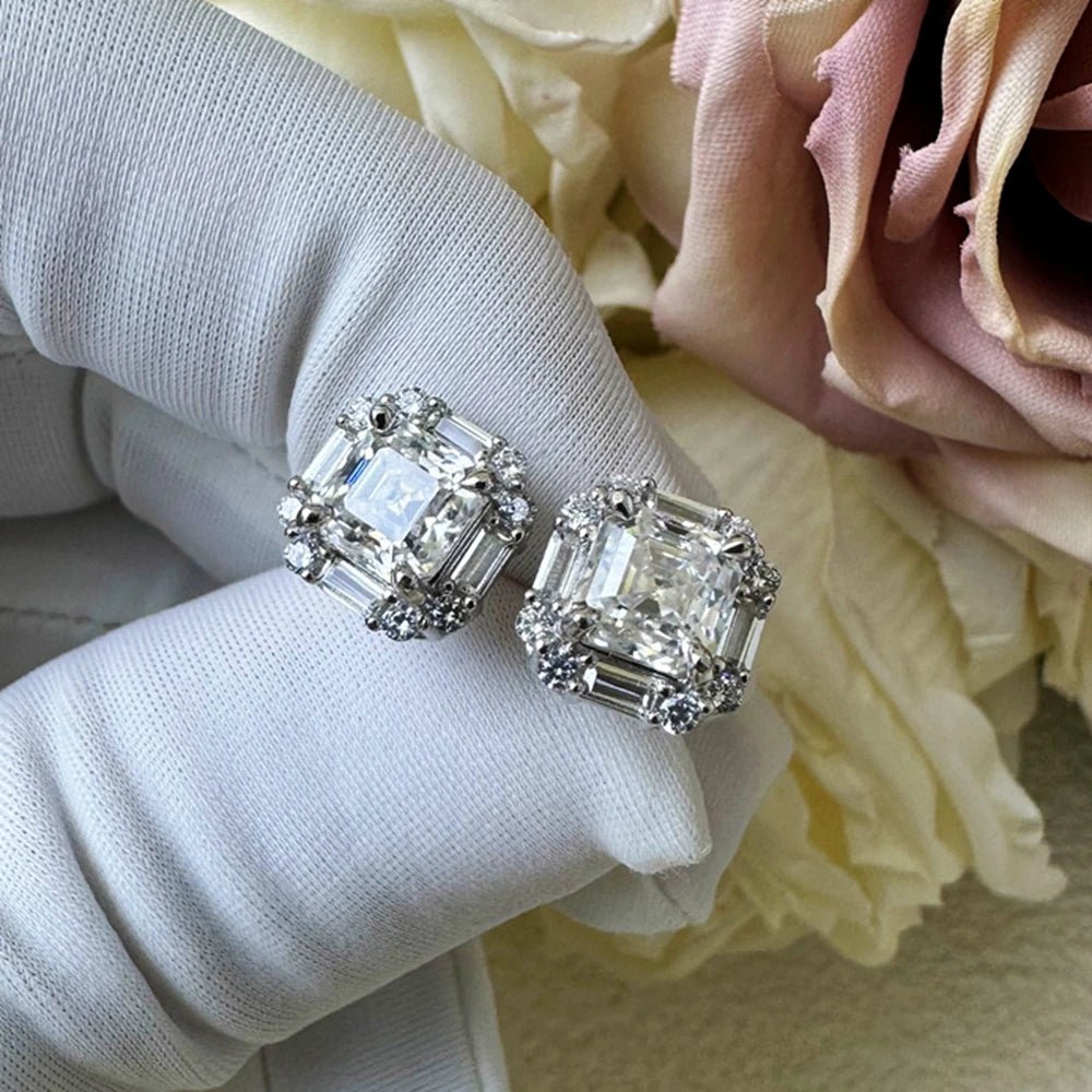 Moissanite Halo Studded Earrings - SYMI JEWEL