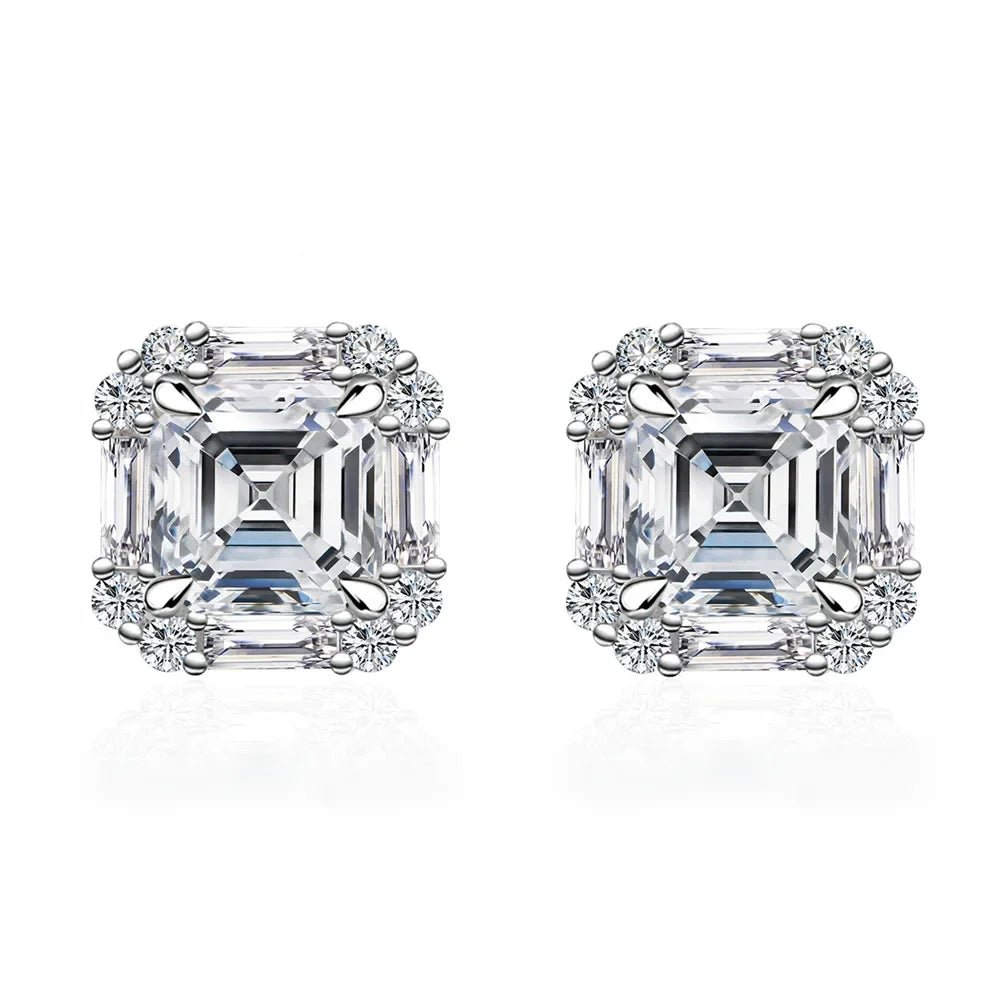 Moissanite Halo Studded Earrings - SYMI JEWEL