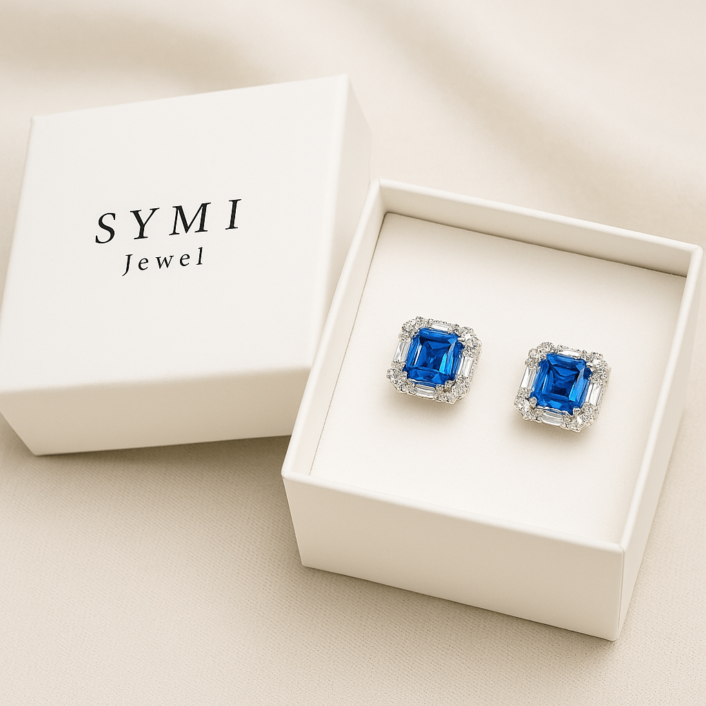 Moissanite Halo Studded Earrings - SYMI JEWEL
