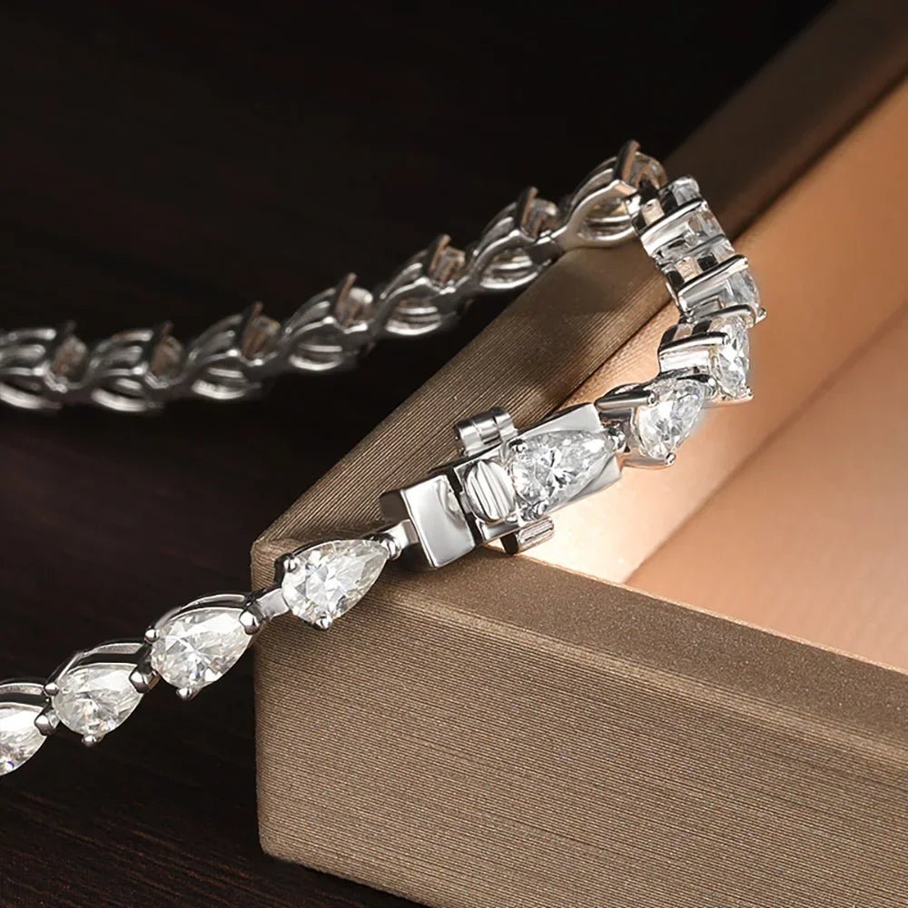 Pear Cut Moissanite Tennis Bracelet – 18k Gold Plated | Symi Jewel - SYMI JEWEL