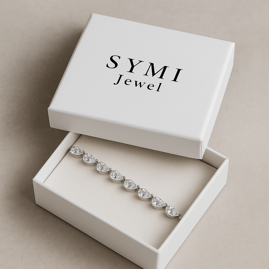 Pear Cut Moissanite Tennis Bracelet – 18k Gold Plated | Symi Jewel - SYMI JEWEL