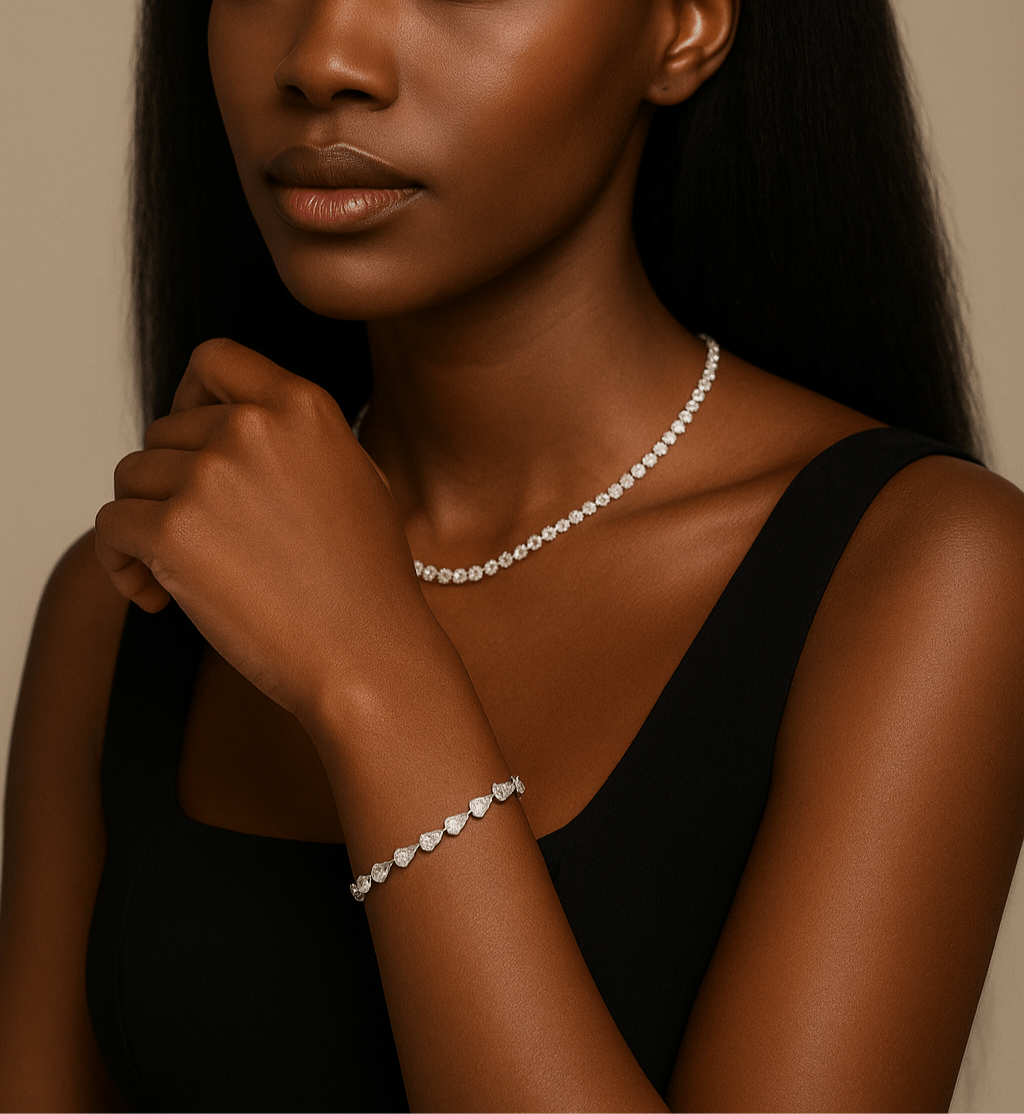 Pear Cut Moissanite Tennis Bracelet – 18k Gold Plated | Symi Jewel - SYMI JEWEL