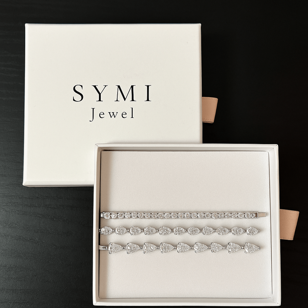 Pear Cut Moissanite Tennis Bracelet – 18k Gold Plated | Symi Jewel - SYMI JEWEL