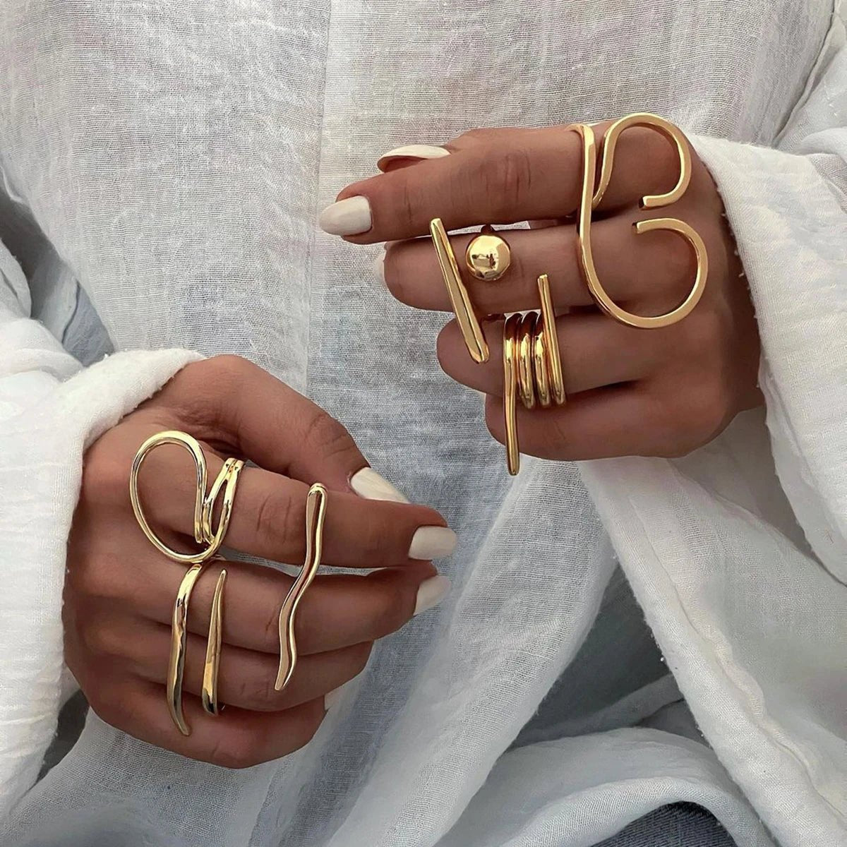 SYMI Jewel 18K Gold Abstract Statement Ring - SYMI JEWEL