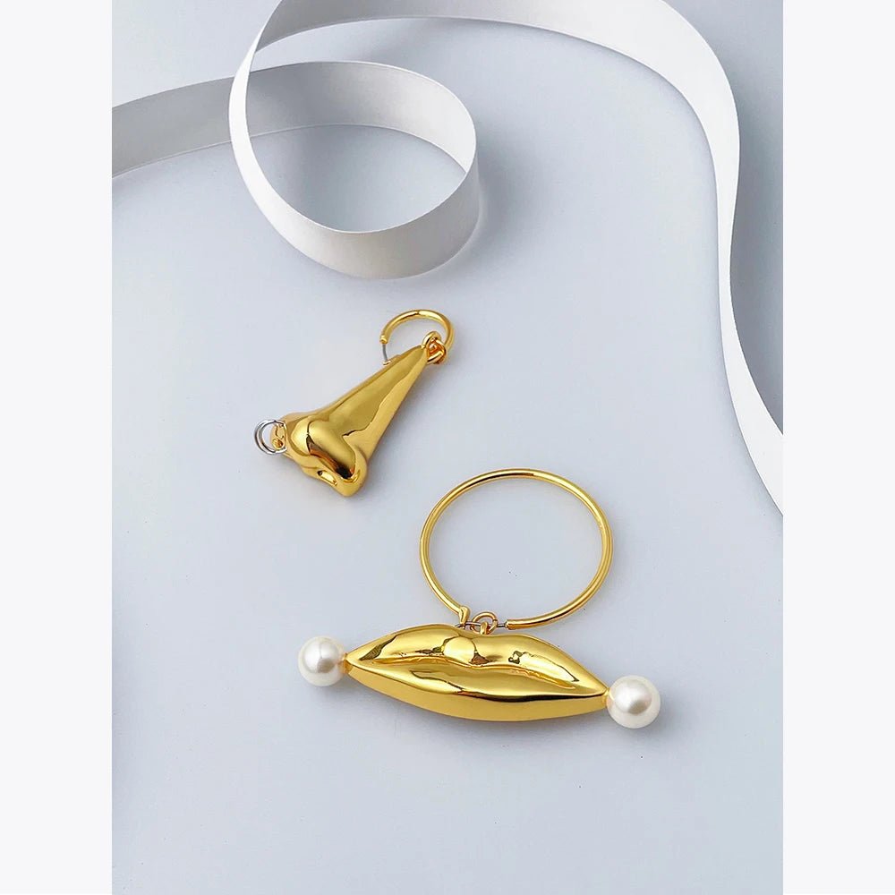 SYMI Jewel 18K Gold - Plated Nose Lips Earrings - SYMI JEWEL