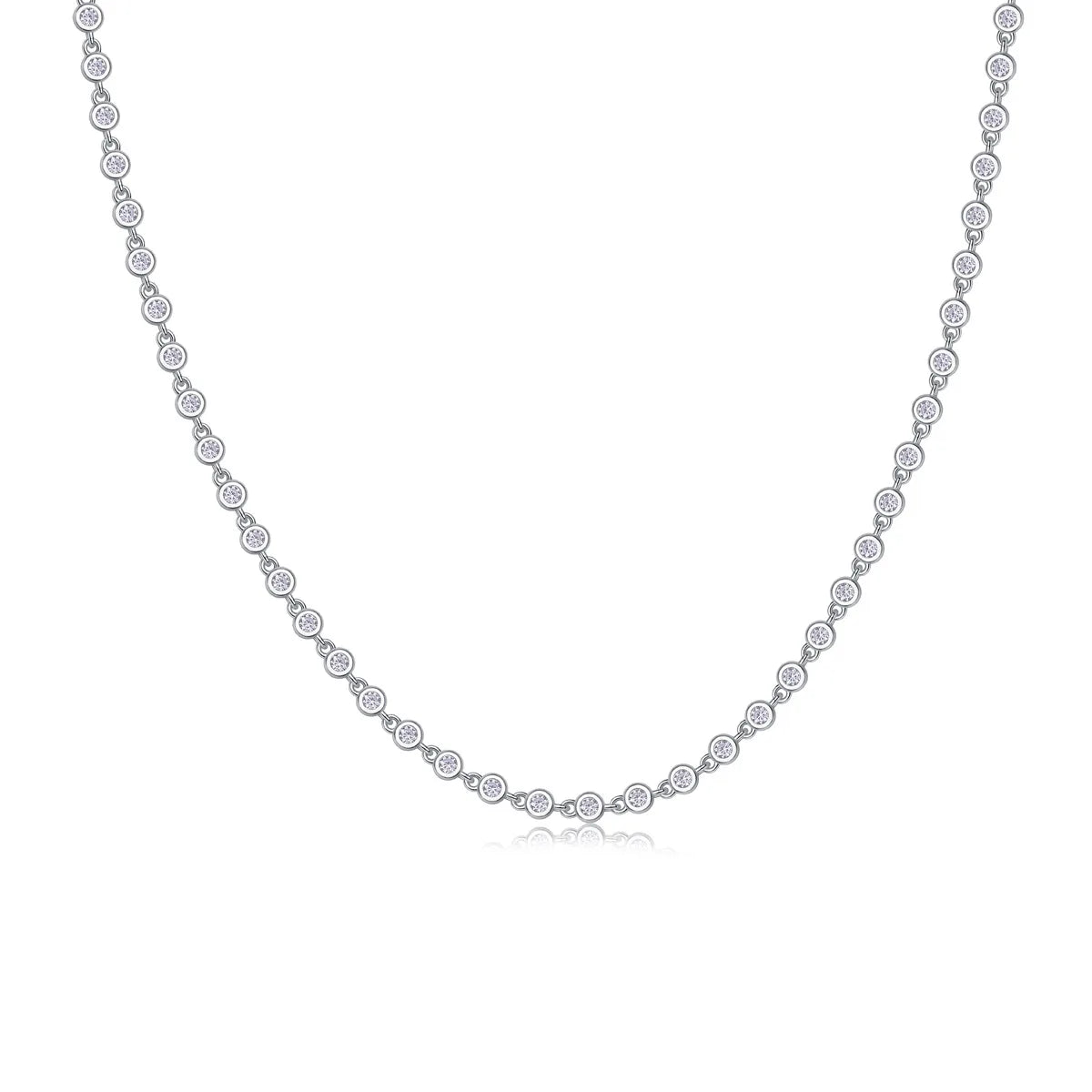 SYMI Jewel 18k Gold Plated Round Bezel Moissanite Tennis Necklace - SYMI JEWEL