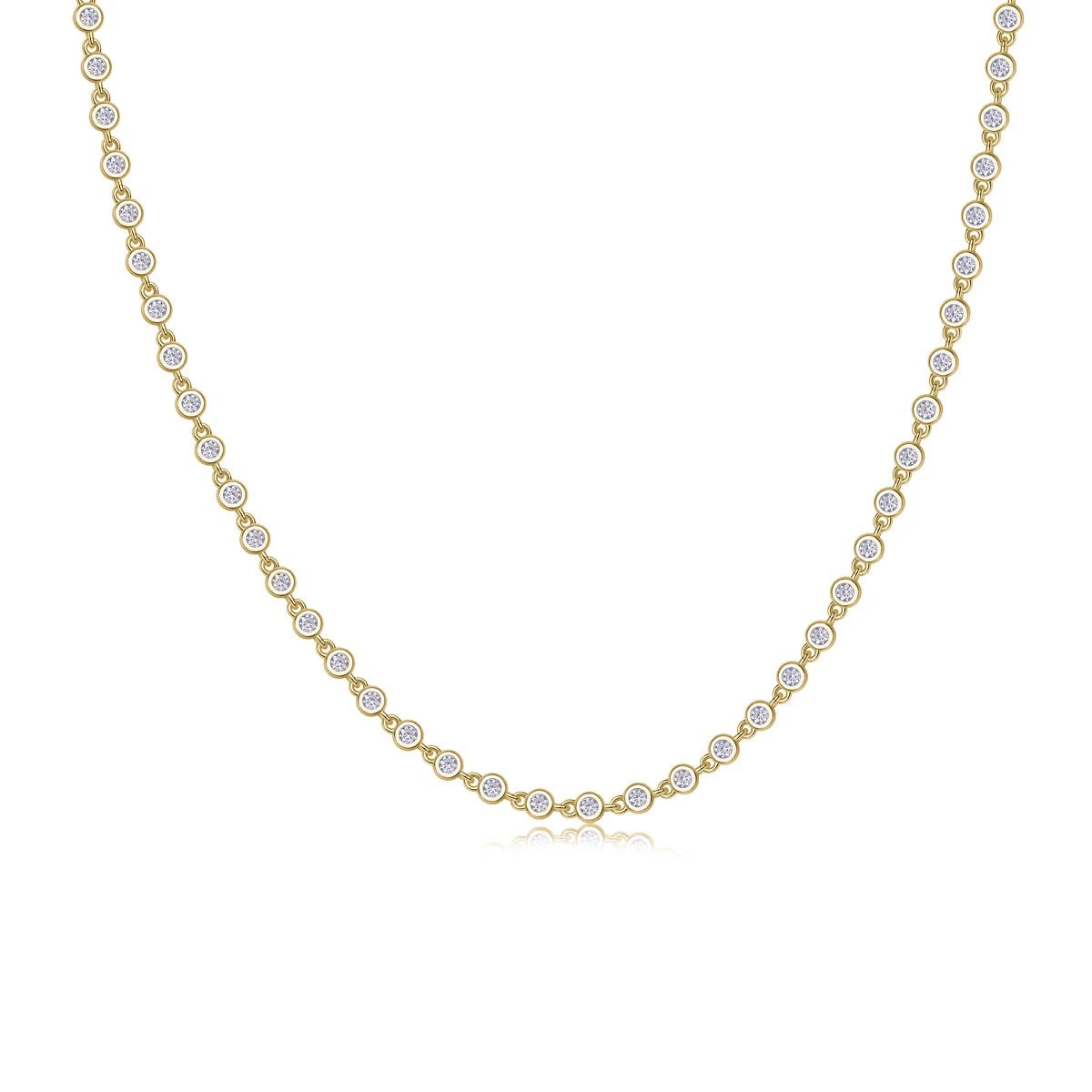SYMI Jewel 18k Gold Plated Round Bezel Moissanite Tennis Necklace - SYMI JEWEL
