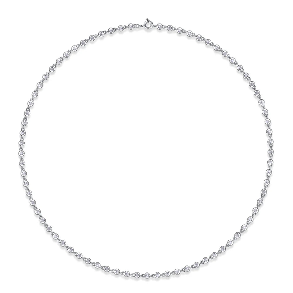 SYMI Jewel 18k Gold Plated Round Bezel Moissanite Tennis Necklace - SYMI JEWEL