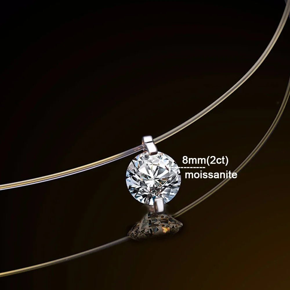 SYMI Jewel 925 Sterling Silver Moissanite Floating Pendant Necklace - SYMI JEWEL
