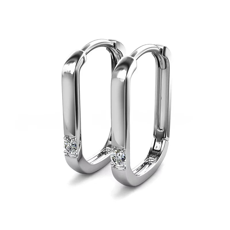 SYMI Jewel 925 Sterling Silver Moissanite Oval Hoop Earrings - SYMI JEWEL