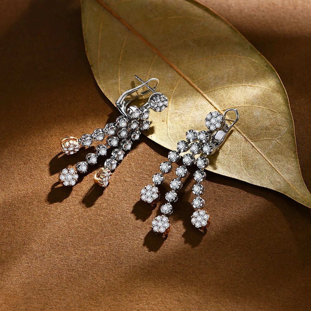 SYMI Jewel Bloom Collection 18k Gold Plated Moissanite Bracelet and Drop Earrings - SYMI JEWEL