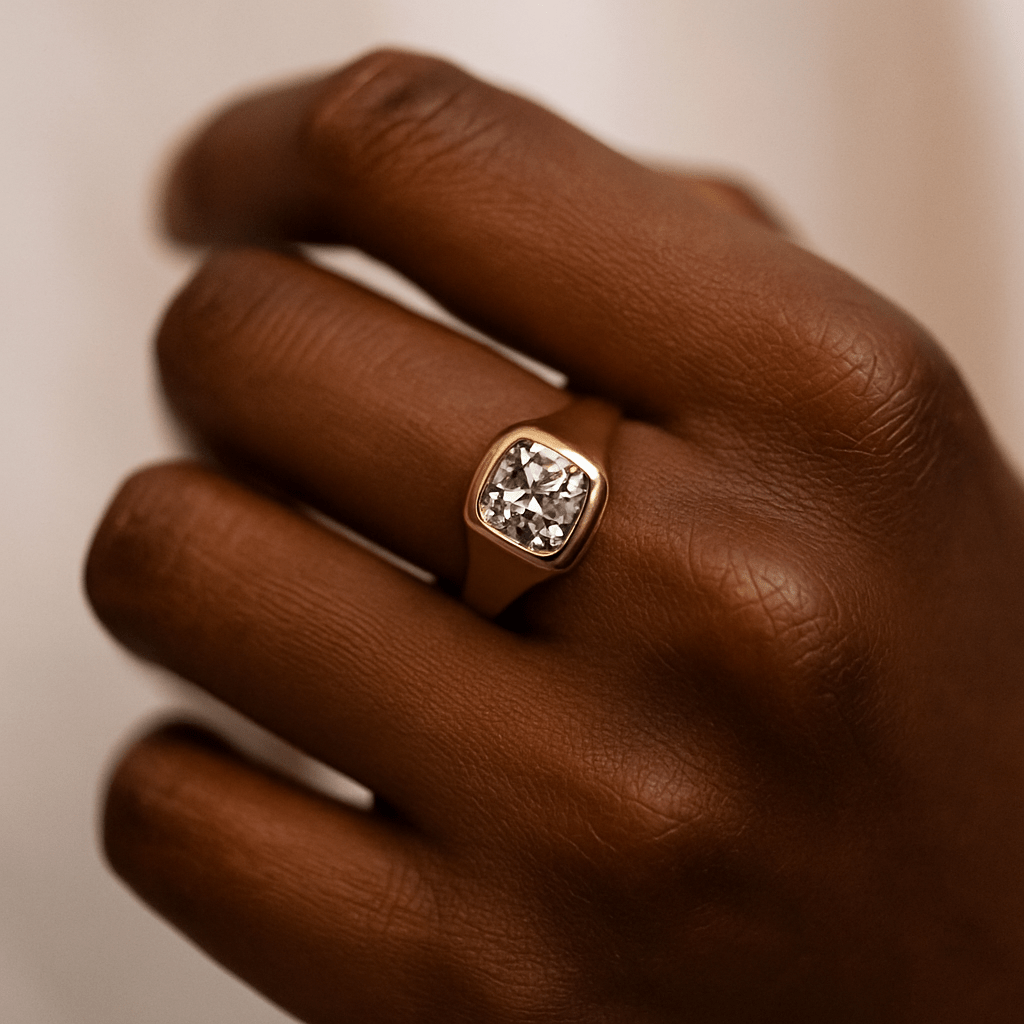 SYMI Jewel Gold Moissanite Bezel Ring - SYMI JEWEL
