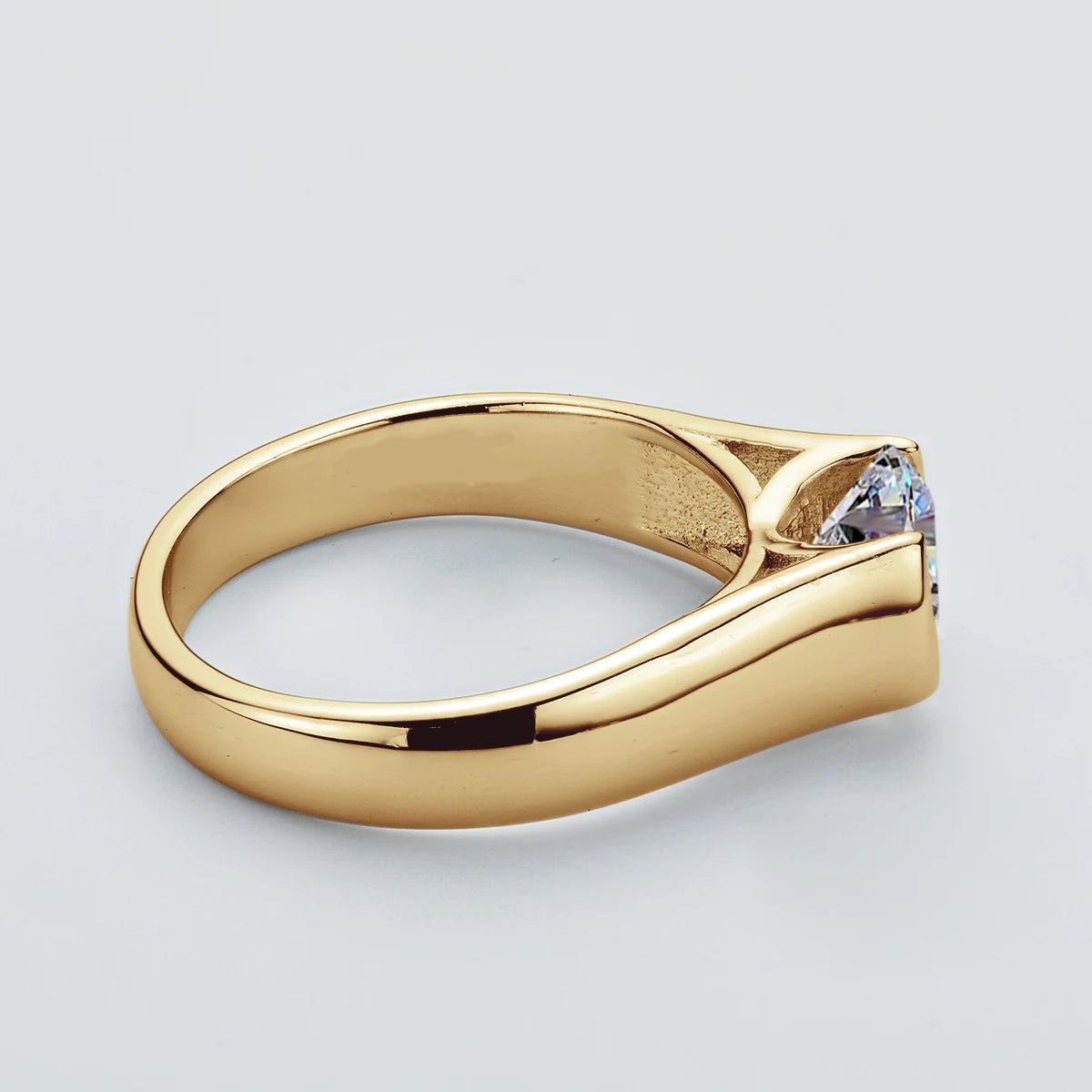 SYMI Jewel Half Bezel 2ct Moissanite Solitiare Ring - SYMI JEWEL