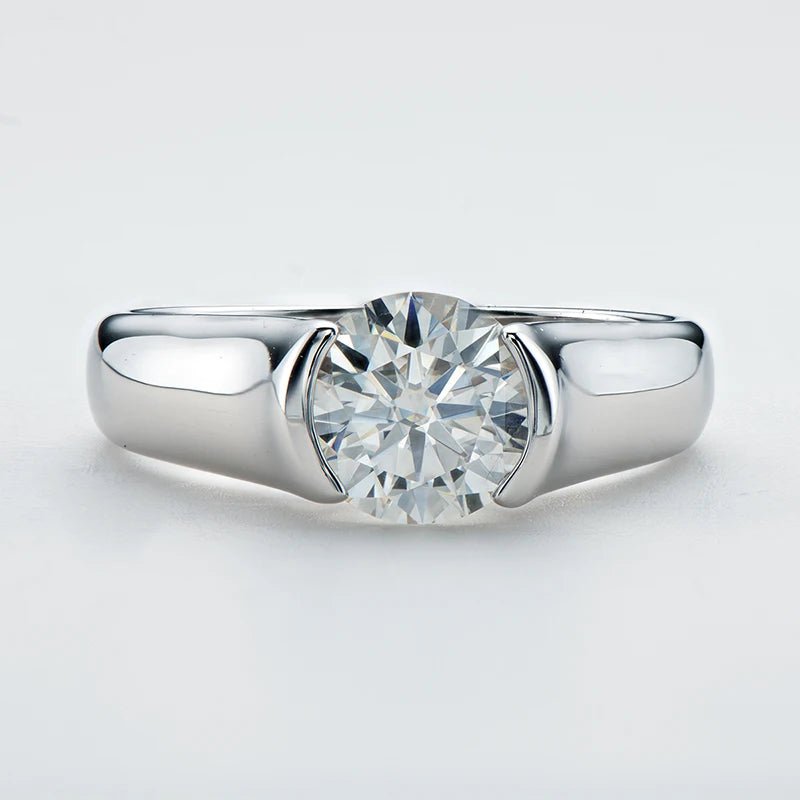 SYMI Jewel Half Bezel 2ct Moissanite Solitiare Ring - SYMI JEWEL