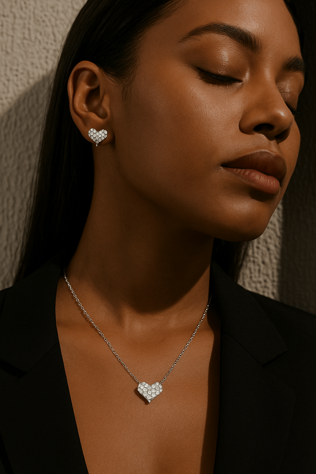 SYMI Jewel Moissanite Heart Necklace and Earrings - SYMI JEWEL