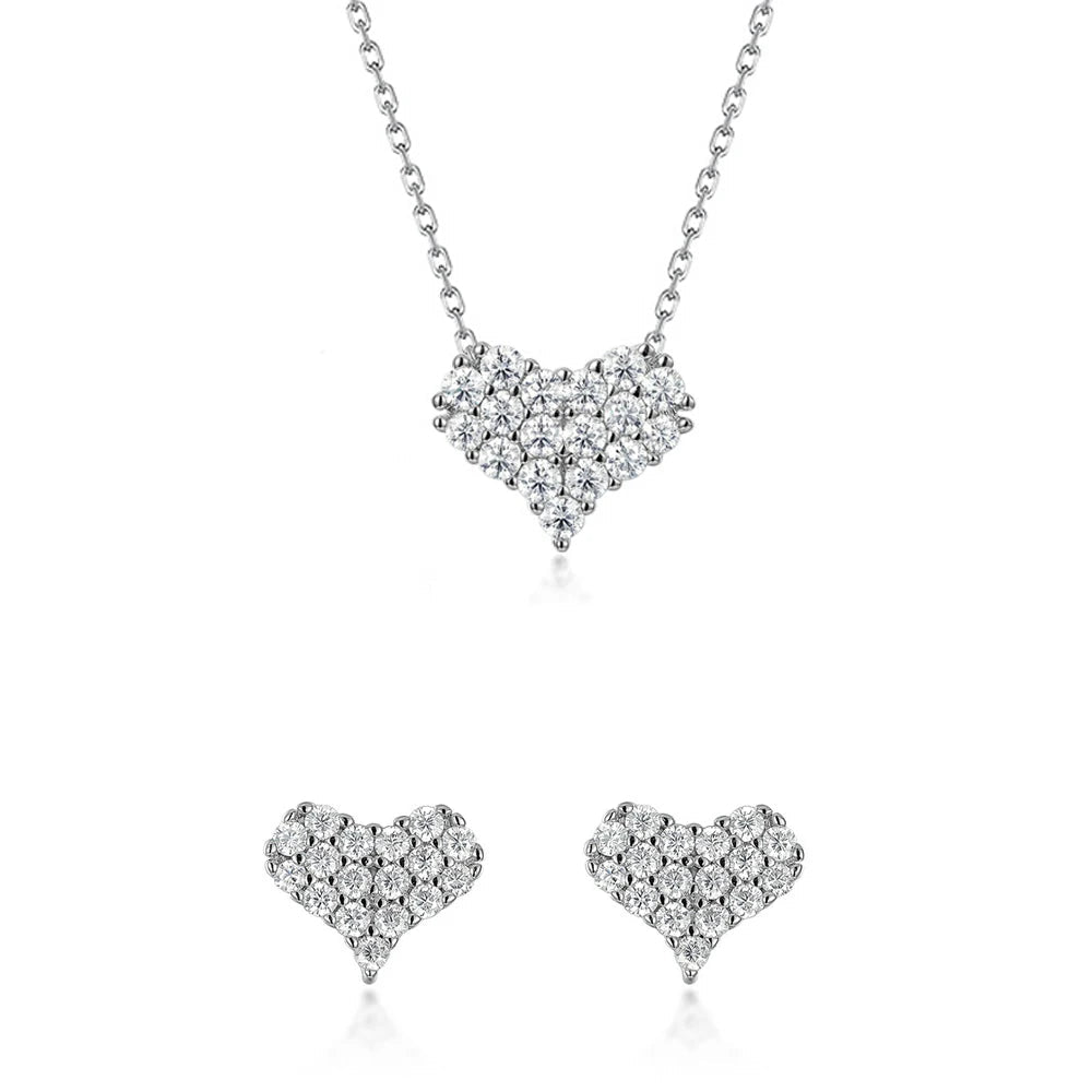 SYMI Jewel Moissanite Heart Necklace and Earrings - SYMI JEWEL