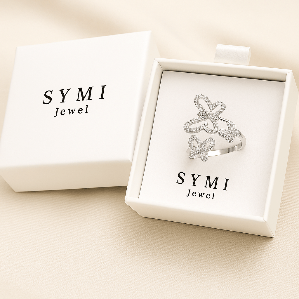 Triple Butterfly Moissanite Ring – 925 Sterling Silver | VVS D Color Brilliant Cut" - SYMI JEWEL