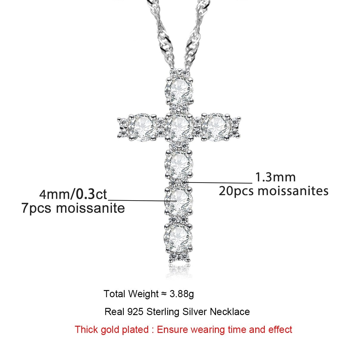 14k White Gold Cross Necklace
Close-up of a 14K white gold moissanite cross necklace from Symi Jewel, showcasing its radiant sparkle and elegant silhouette.
Moissanite cross necklace, luxury faith jewelry, 14k gold cross pendant, Symi Jewel moissanite, white gold moissanite necklace, gifts for her, elegant religious jewelry, ethical diamond alternative, faith jewelry, fine jewelry under 200