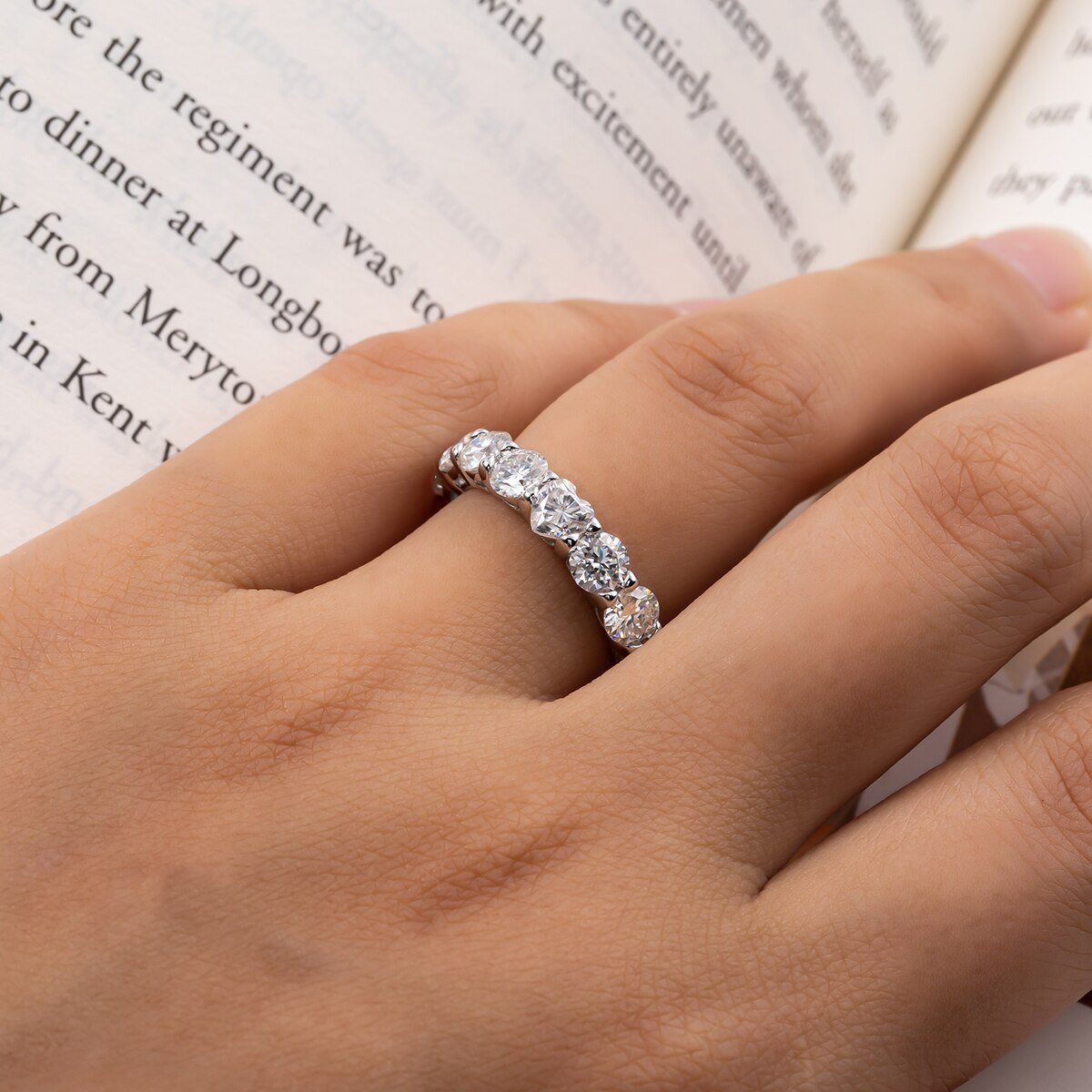 18K Gold Plated Eternity Moissanite Ring - SYMI JEWEL