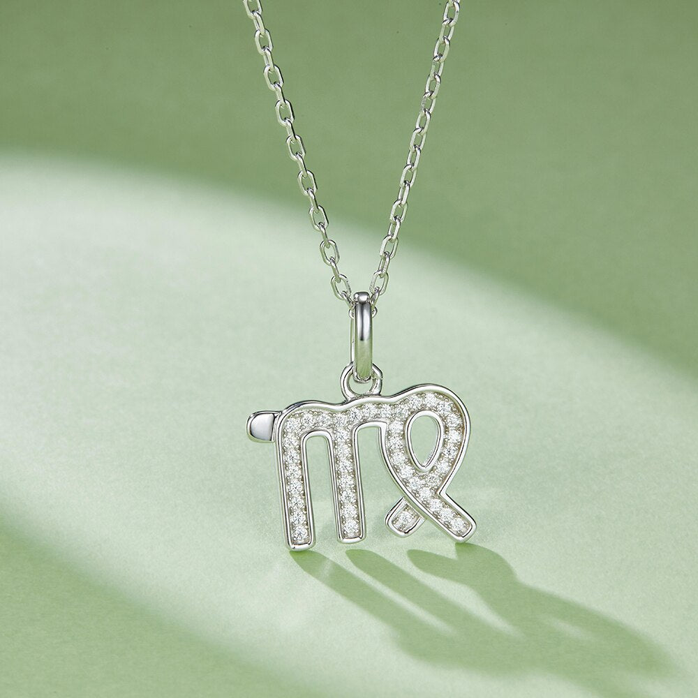 925 Sterling Silver Moissanite Zodiac Pendant Necklace - SYMI JEWEL
