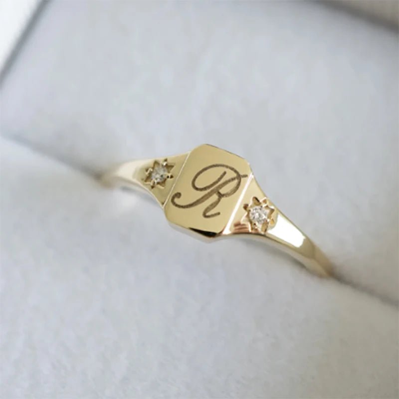 Custom Initial Signet Rings - SYMI JEWEL
custom initial signet ring
personalized gold signet ring
engraved signet ring
solid gold initial ring
PT950 platinum signet ring
Symi Jewel custom jewelry