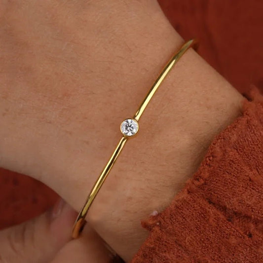 0.5 Carat D Moissanite Bangle Bracelet – 925 Sterling Silver - SYMI JEWEL
