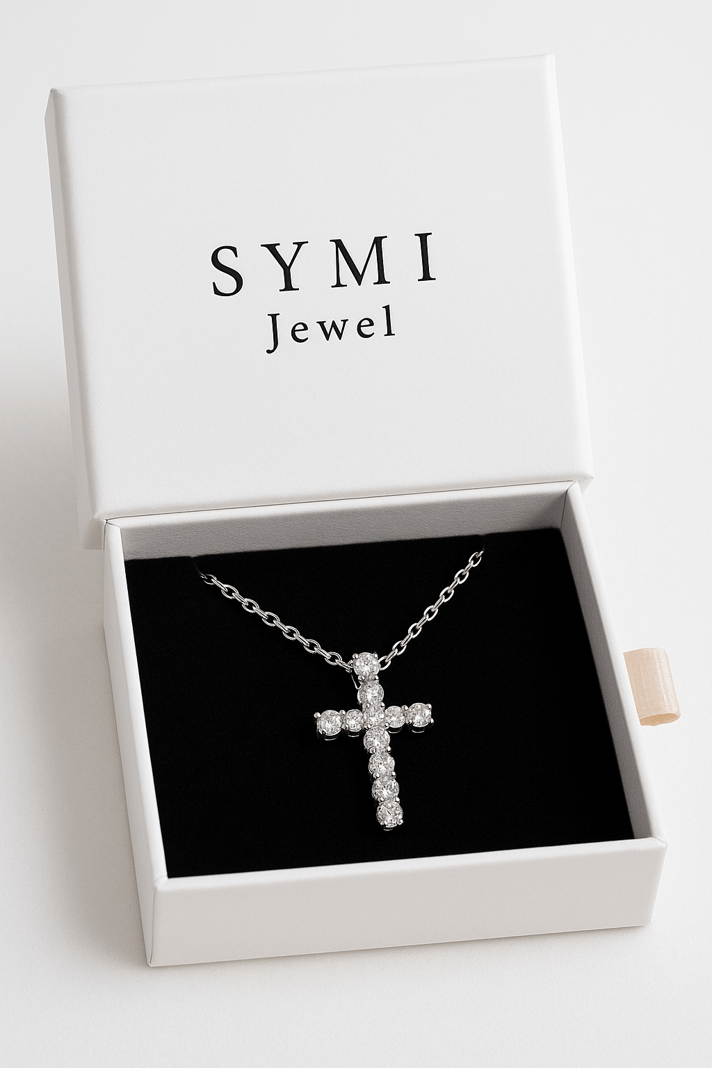 14K WHITE GOLD CROSS NECKLACE / PENDANT - SYMI JEWEL