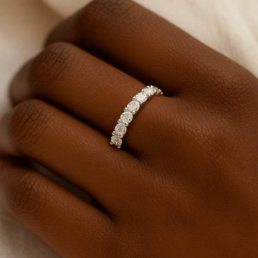 18K Gold Plated Eternity Moissanite Ring - SYMI JEWEL