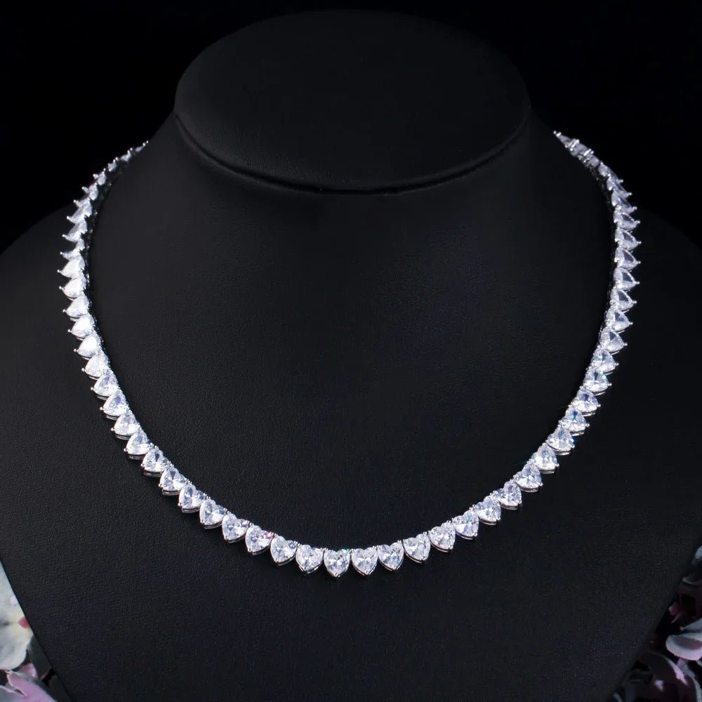 18k Gold Plated Heart Cut Moissanite Tennis Necklace - SYMI JEWEL