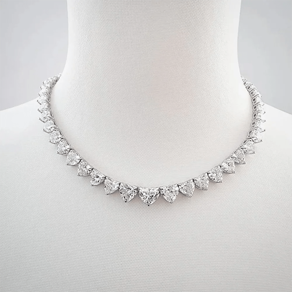 18k Gold Plated Heart Cut Moissanite Tennis Necklace - SYMI JEWEL