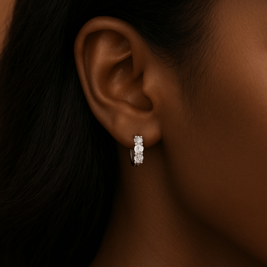 18k Gold plated Trio Hoop Moissanite Earrings - SYMI JEWEL