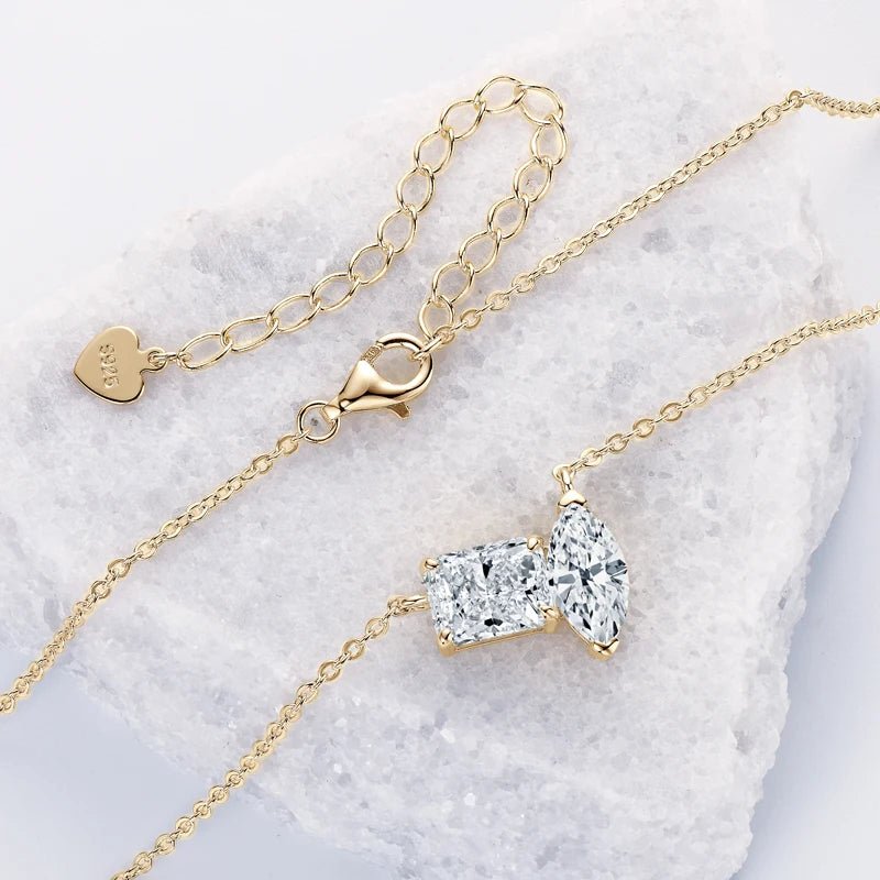Duo Moissanite Necklace - SYMI JEWEL