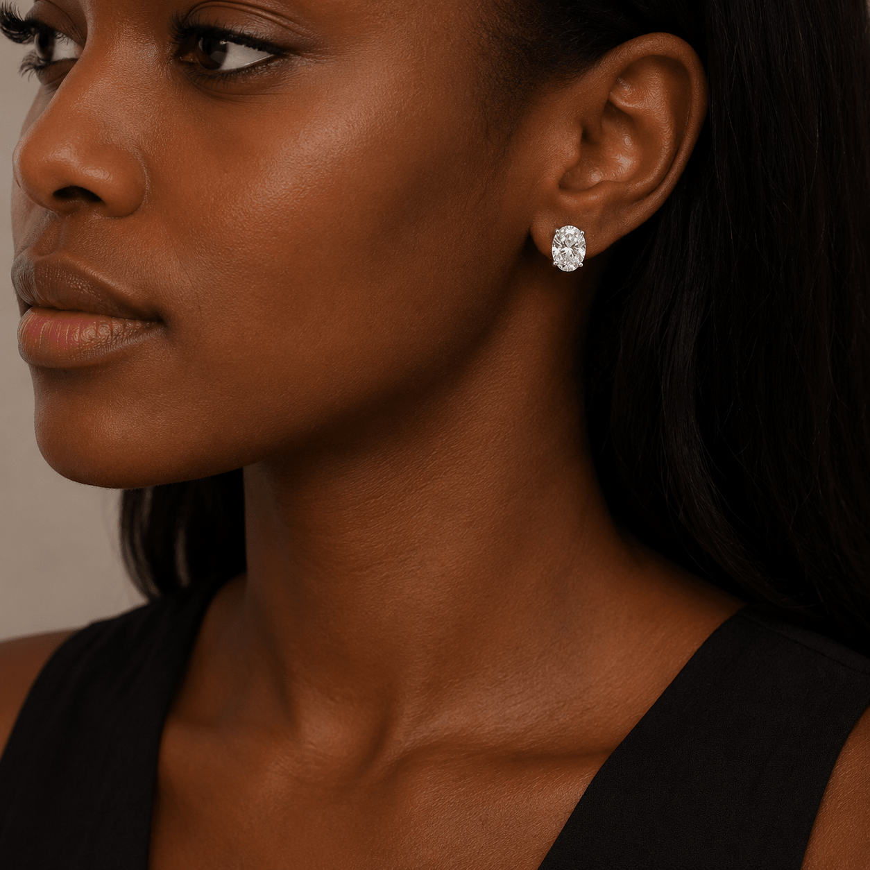 SYMI JEWEL 14K Gold Plated Sterling Silver Moissanite Oval Stud Earrings | 2CTW D Color VVS - SYMI JEWEL