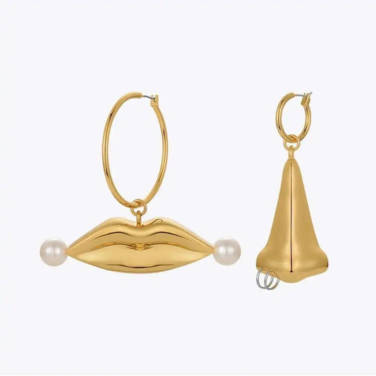 SYMI Jewel 18K Gold - Plated Nose Lips Earrings - SYMI JEWEL