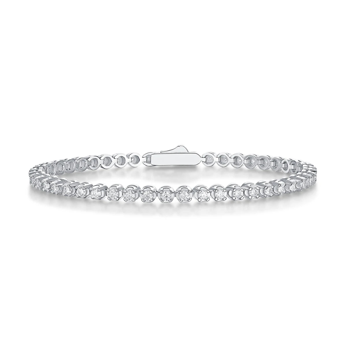 SYMI Jewel 18K White Gold Plated Moissanite Bubble Tennis Bracelet - SYMI JEWEL