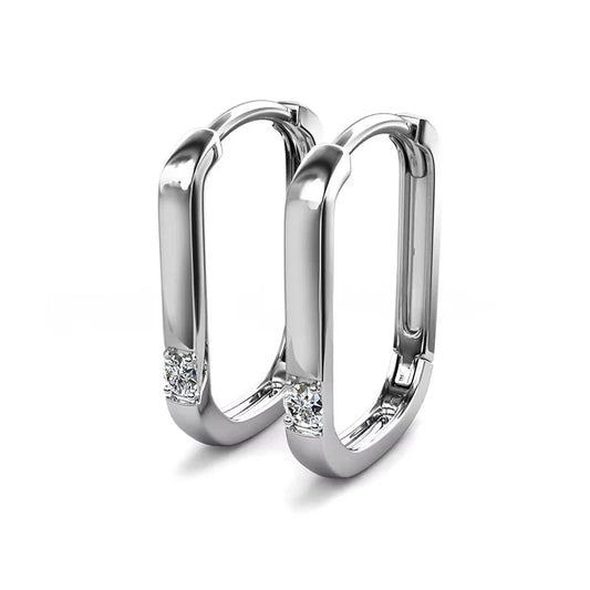 SYMI Jewel 925 Sterling Silver Moissanite Oval Hoop Earrings - SYMI JEWEL