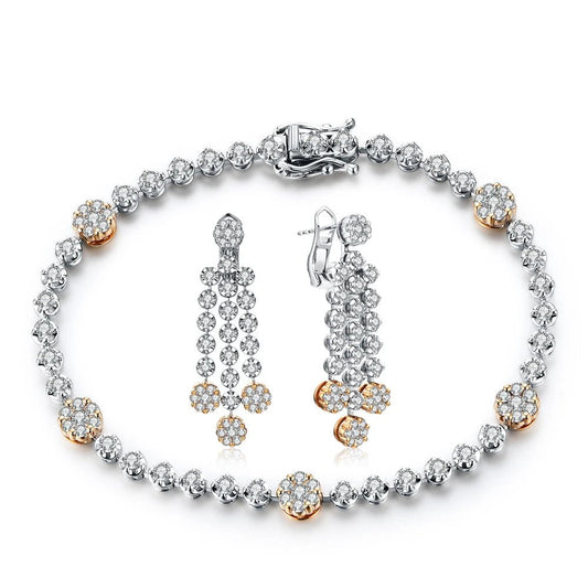 SYMI Jewel Bloom Collection 18k Gold Plated Moissanite Bracelet and Drop Earrings - SYMI JEWEL
