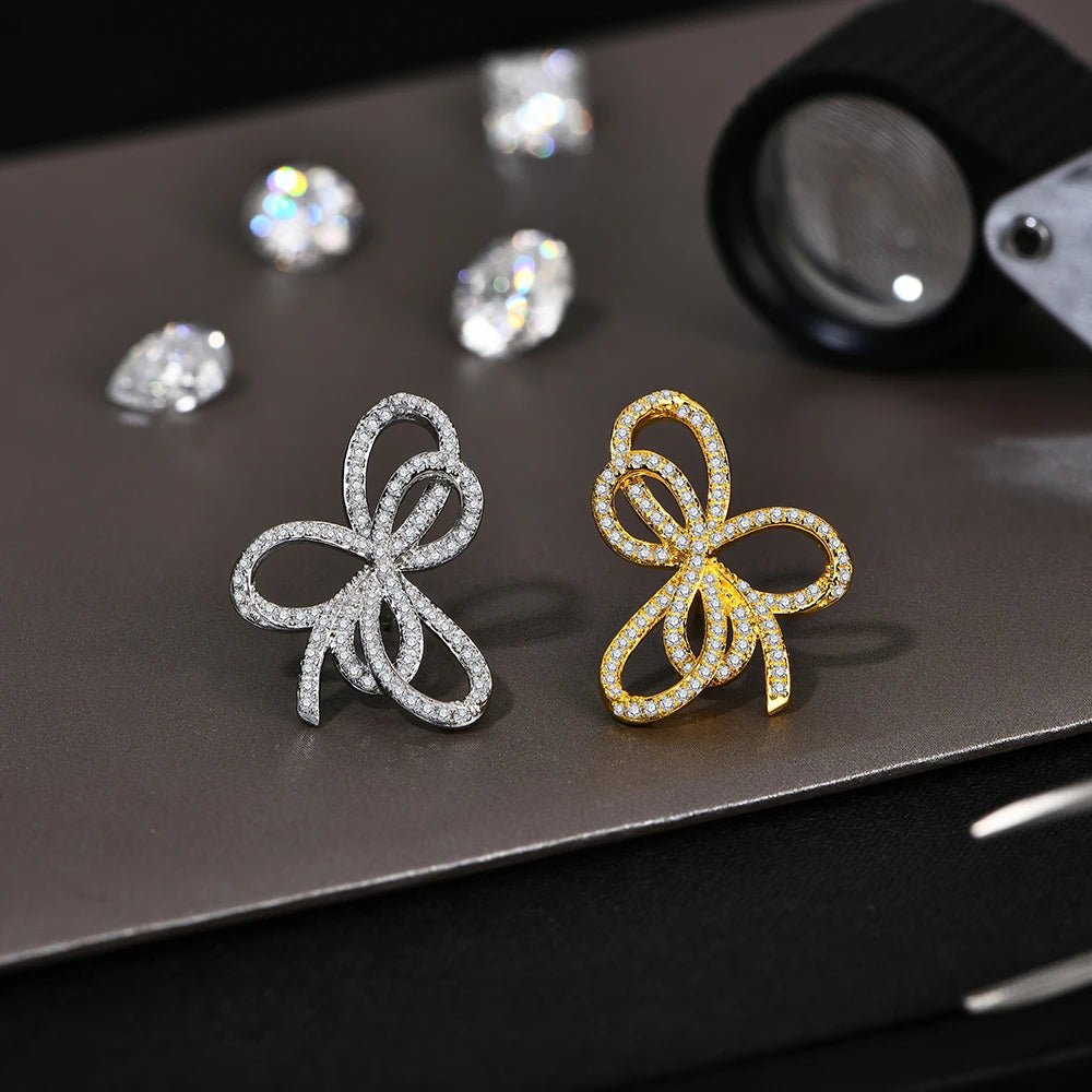 SYMI Jewel Bow Knot Moissanite Stud Earrings - SYMI JEWEL