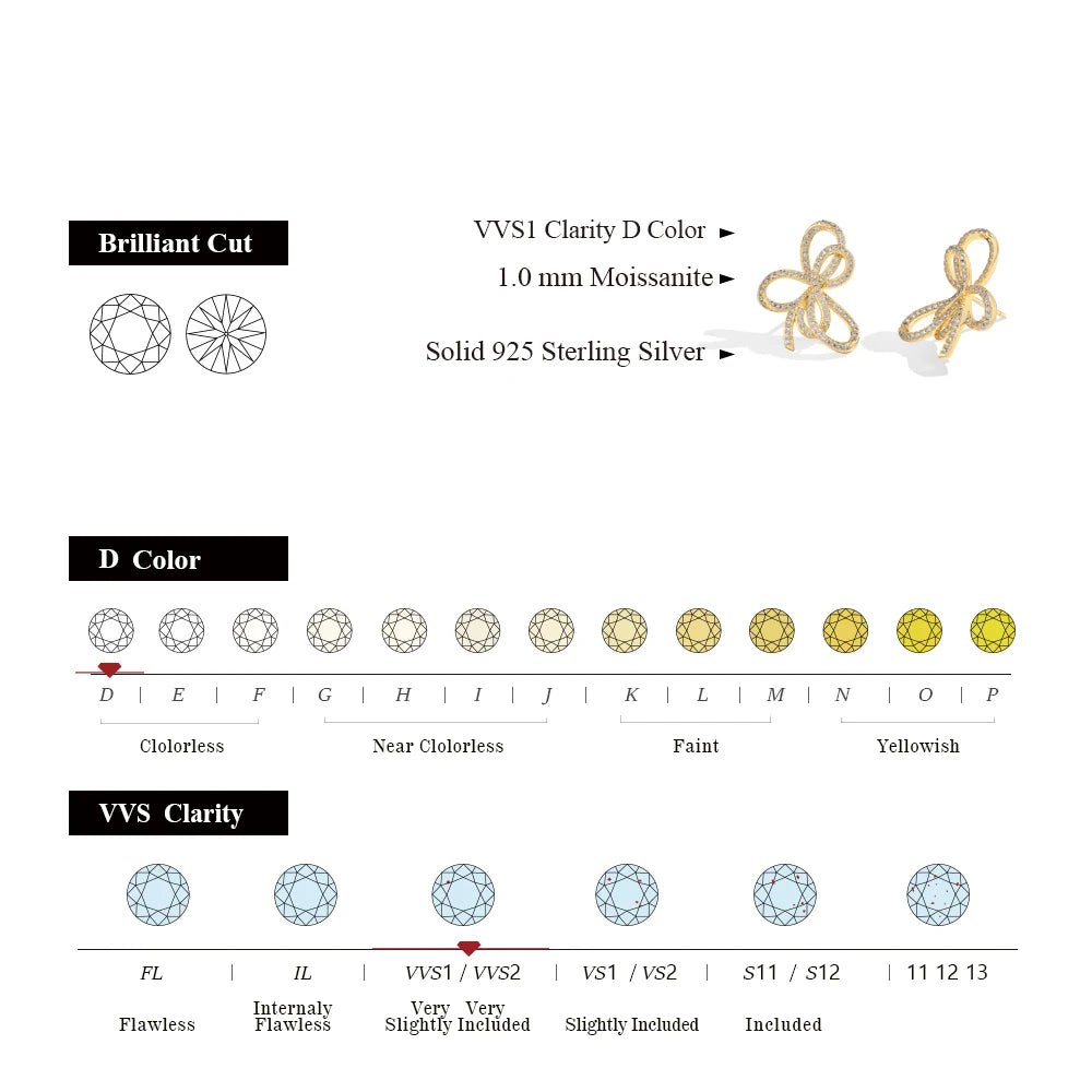 SYMI Jewel Bow Knot Moissanite Stud Earrings - SYMI JEWEL