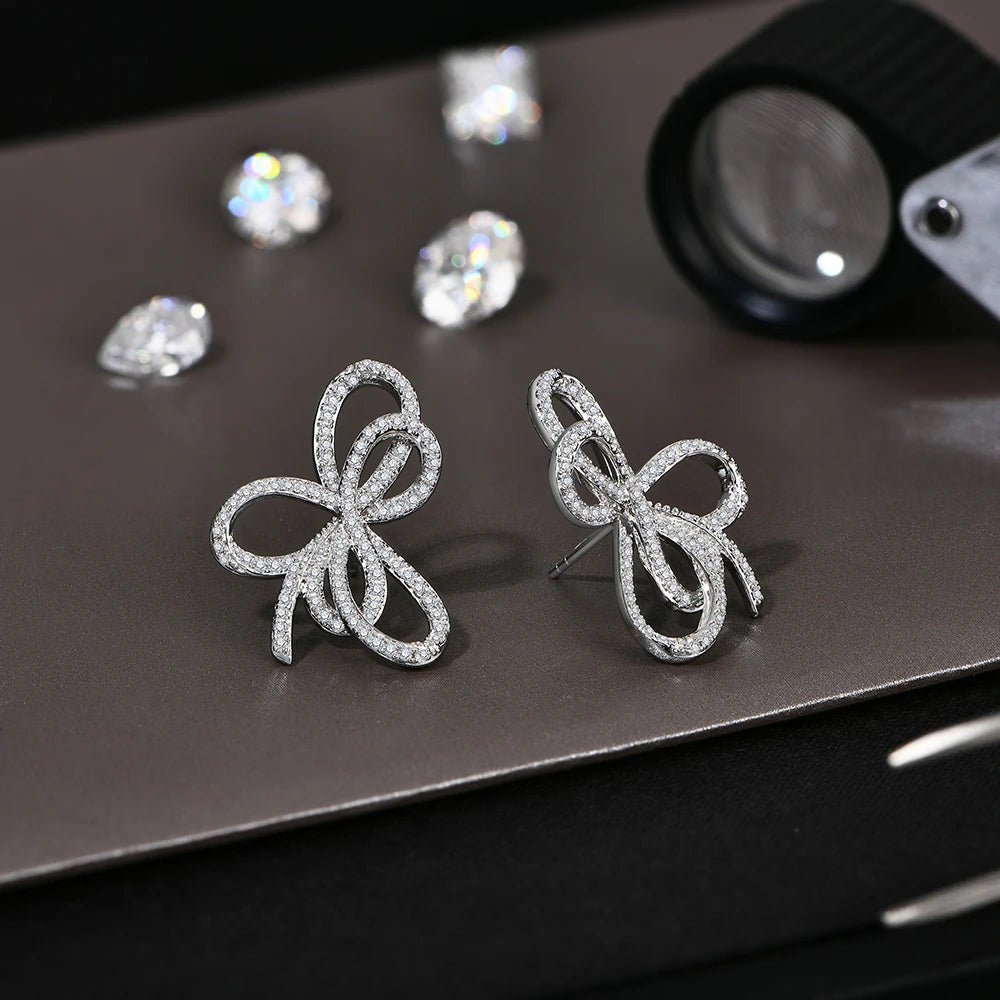 SYMI Jewel Bow Knot Moissanite Stud Earrings - SYMI JEWEL