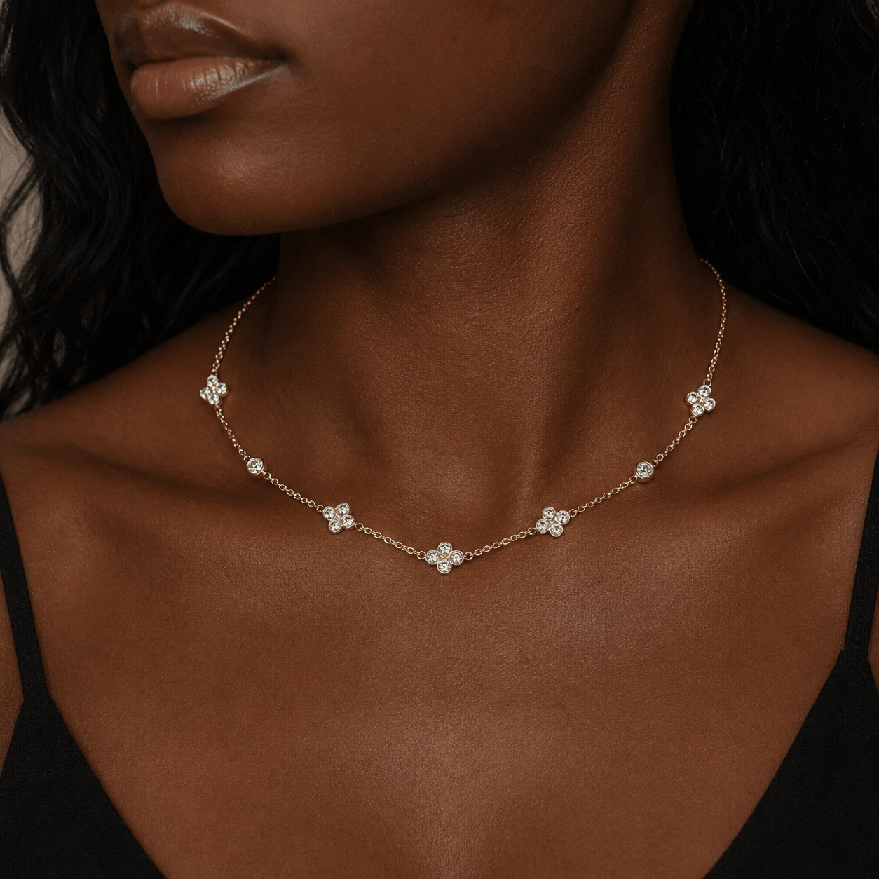 SYMI JEWEL Celestia 925 Sterling Silver Moissanite Choker Necklace | D Color VVS1 Round - SYMI JEWEL