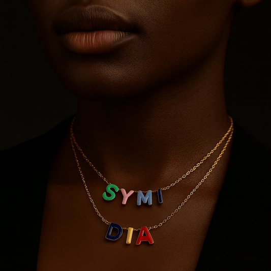 SYMI Jewel Custom Colorful Bubble Letter Pendant Necklace - SYMI JEWEL