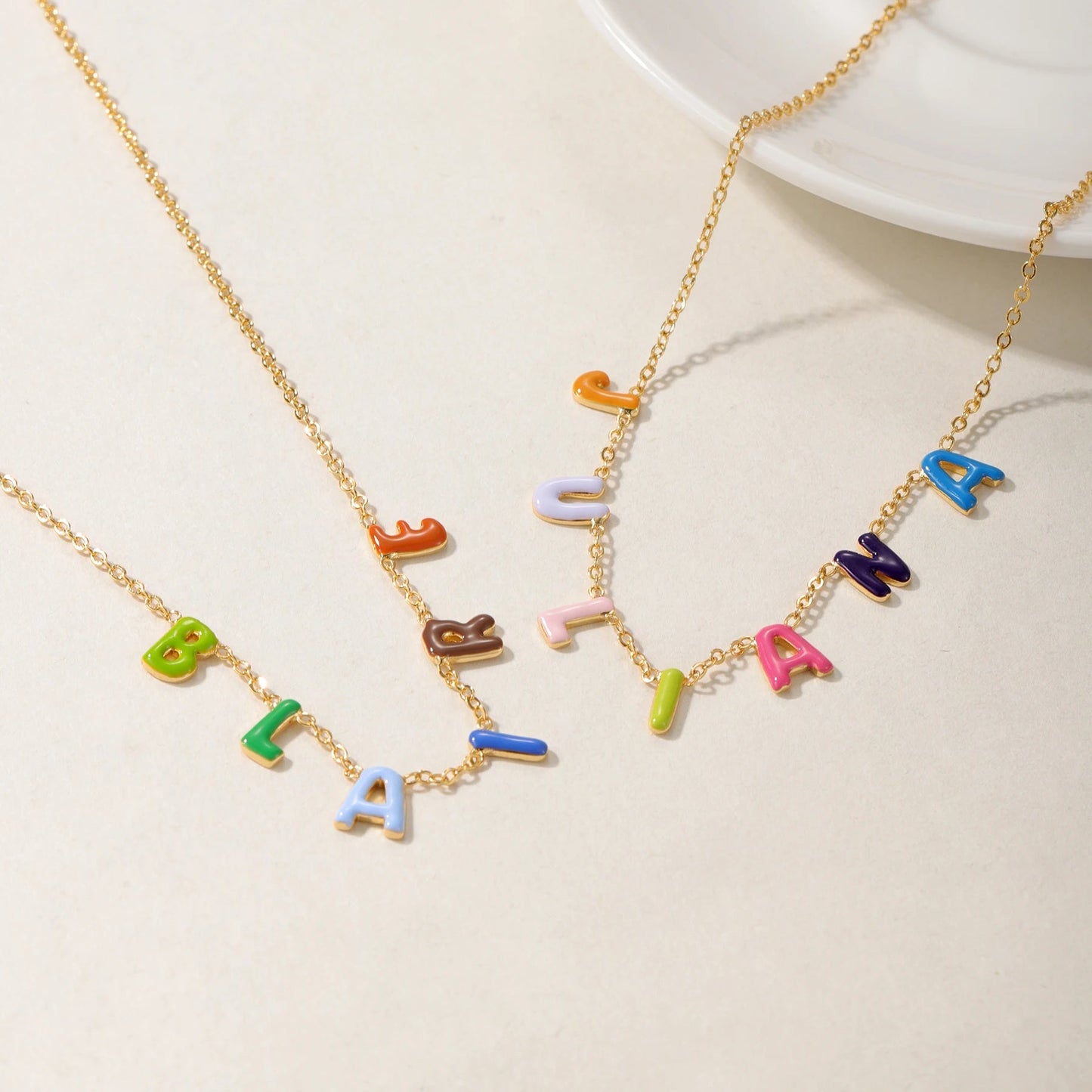 SYMI Jewel Custom Colorful Bubble Letter Pendant Necklace - SYMI JEWEL