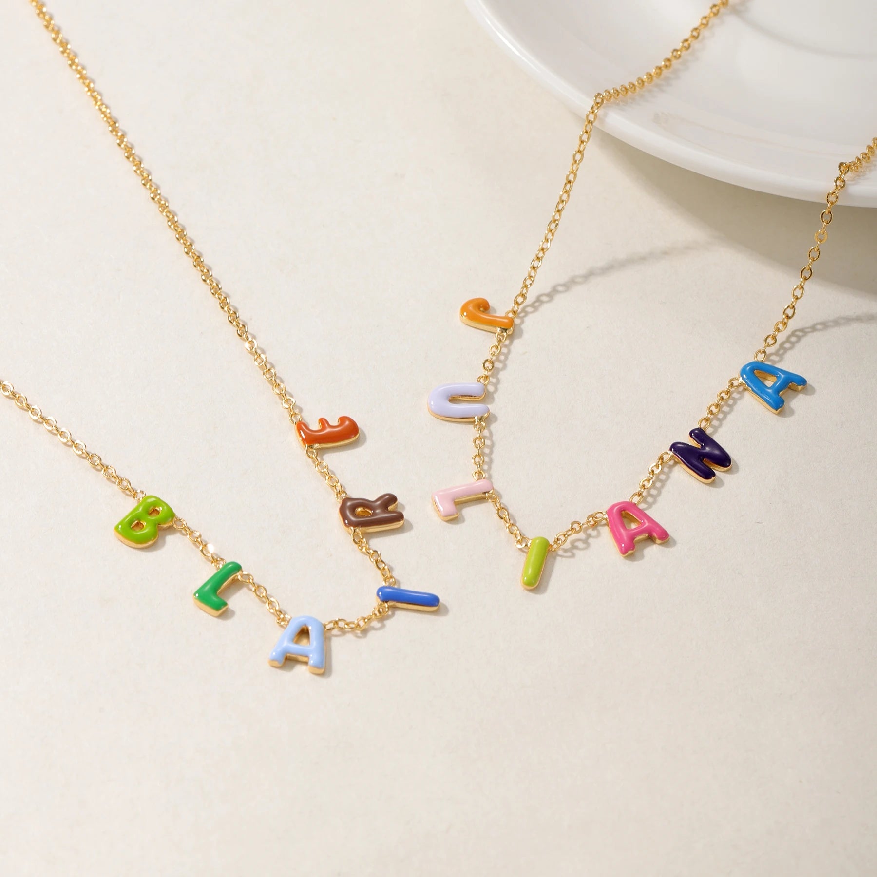 SYMI Jewel Custom Colorful Bubble Letter Pendant Necklace - SYMI JEWEL